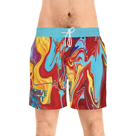 Men's Swim Shorts Red Yellow